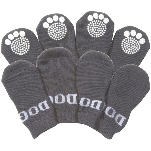 Grey Rubberized Pet Socks