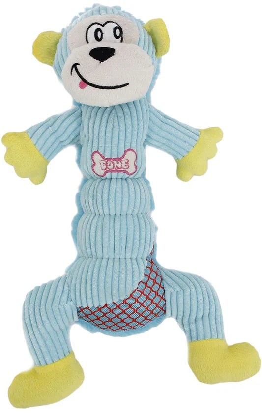 Cuddle Plush Mesh and Plush Squeaking Dog Toy LIGHT BLUE