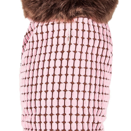 LUXE Beautifur Elegant Designer Boxed Pink and Brown Mink Fur Dog Coat