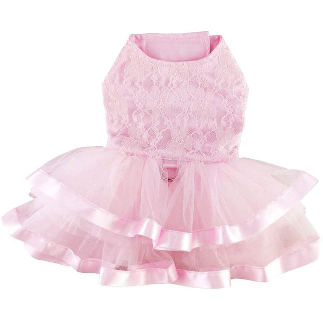 Pink Lace & Ruffles Dog Dress with Matching Leash