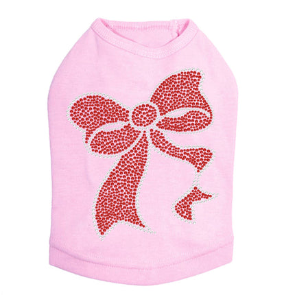 Red Rhinestone Bow - Dog Tank