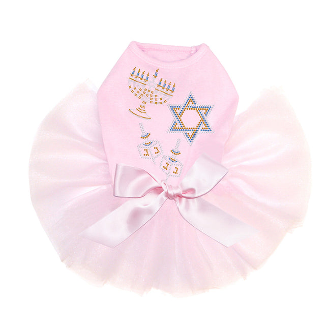 Menorah, Dreidel & Star of David (Blue & Gold) - Custom Tutu