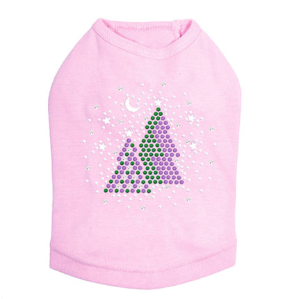 Purple & Green Christmas Trees with Snowflakes - Dog Tank