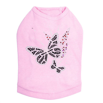 Black Butterfly with Flowers - Dog Tank