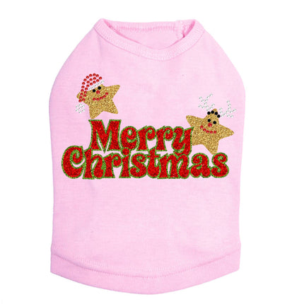 Merry Christmas Glitter Stars - Dog Tank