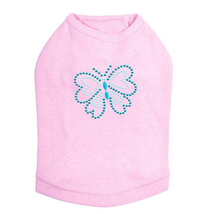 Blue Rhinestud Butterfly - Dog Tank