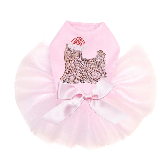 Yorkie with Santa Hat - Custom Tutu