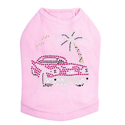 Car with Palm Tree (Pink) - Dog Tank