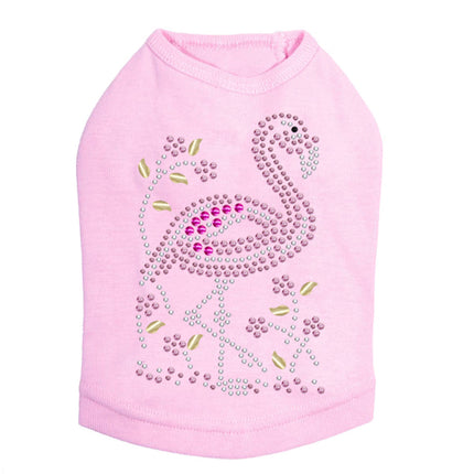 Pink Flamingo with Nailhead Flowers - Dog Tank