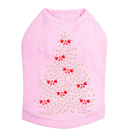 Gold Christmas Tree with Red Bows - Dog Tank