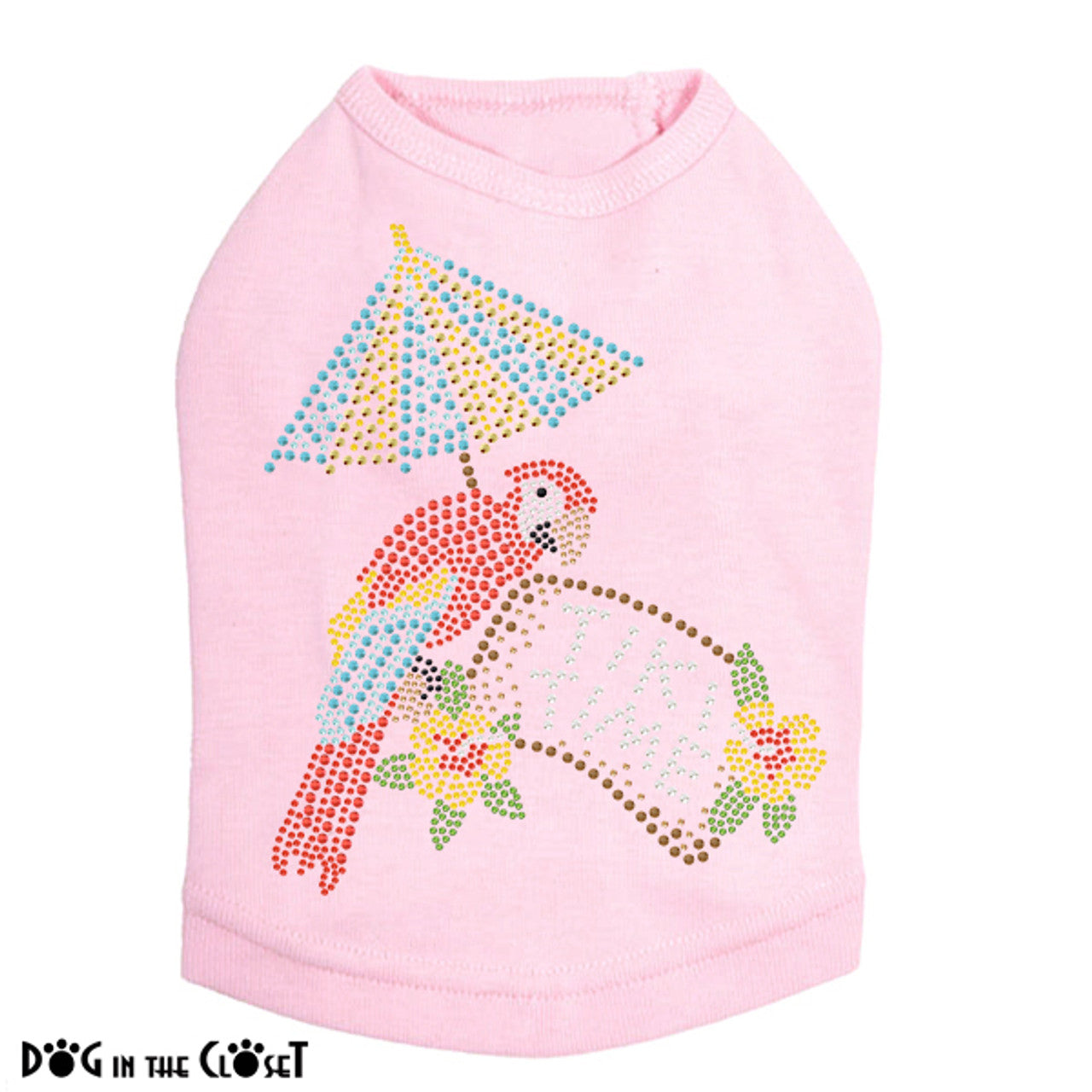 Tiki Time Parrot - Sleeveless Dog Tank Pink