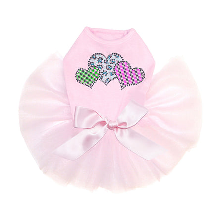 Leopard, Checks, & Stripes (Multicolor) Hearts - Dog Custom Tutu