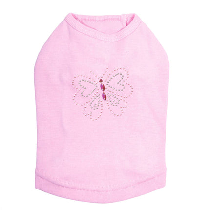 Pink Rhinestud Butterfly - Dog Tank