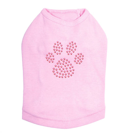 Paw (Pink Rhinestuds) - Dog Tank