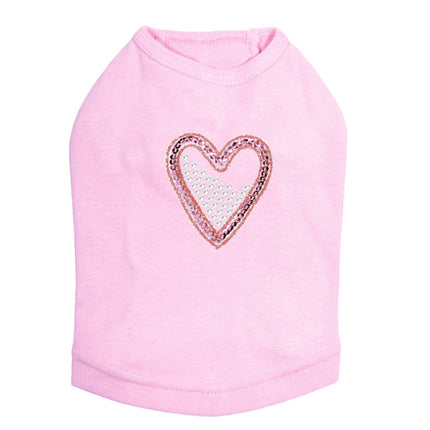 Pink Sequin & Rhinestone Heart - Dog Tank