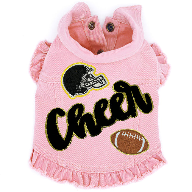 Cheer Football (Large) Denim Dog Jacket