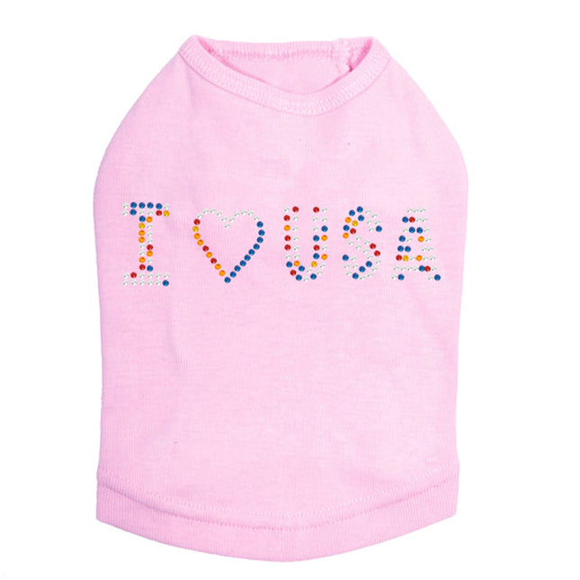 I Love USA (Multicolor Rhinestones) - Dog Tank