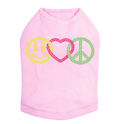 Smiley Face, Love, Peace - Dog Tank