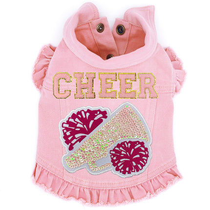 Cheer with Megaphone (Large) Denim Dog Jacket