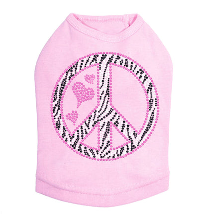 Peace Sign (Pink & Zebra Print) - Dog Tank