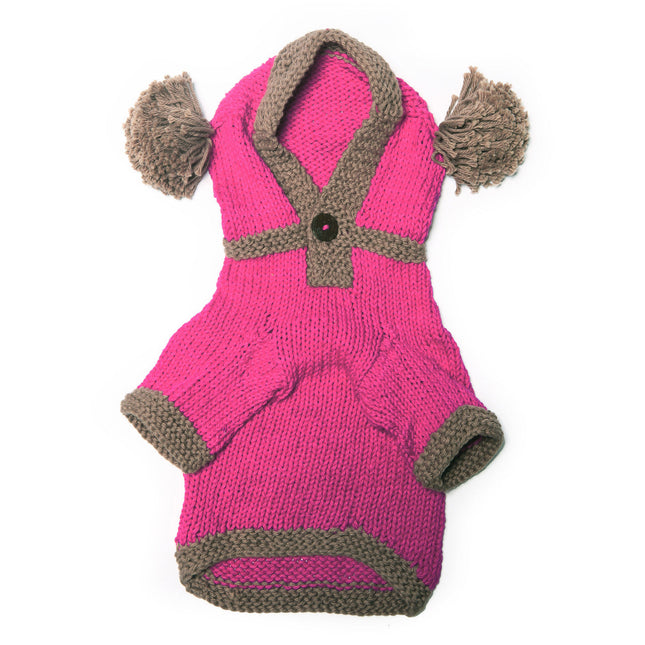 The Taylor - Pink Hand Knit Dog Hoodie