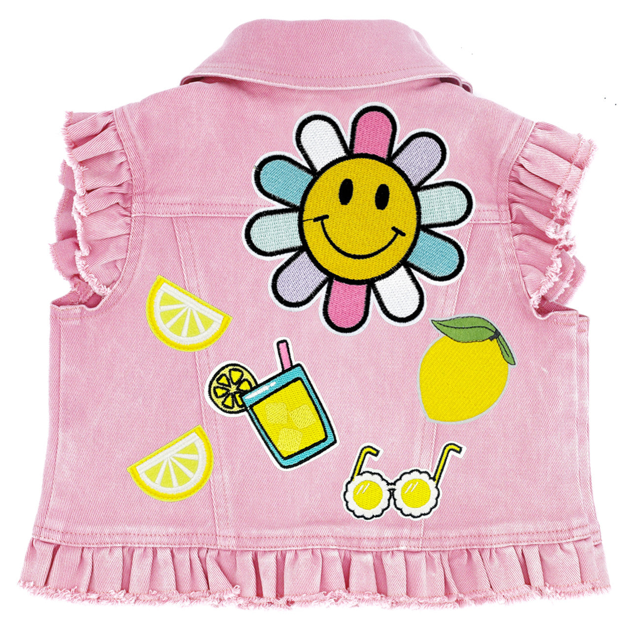 Lemonade Kids Denim Vest Pink Denim with Ruffles