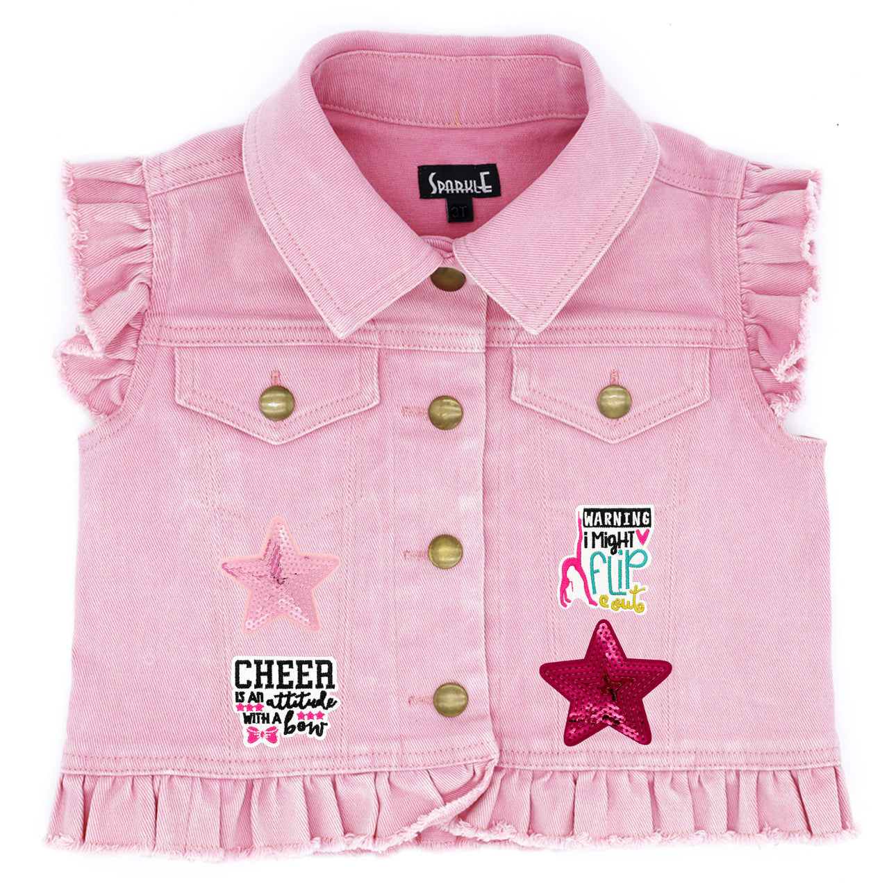 Cheer with Megaphone & Poms - Kids Denim Vest