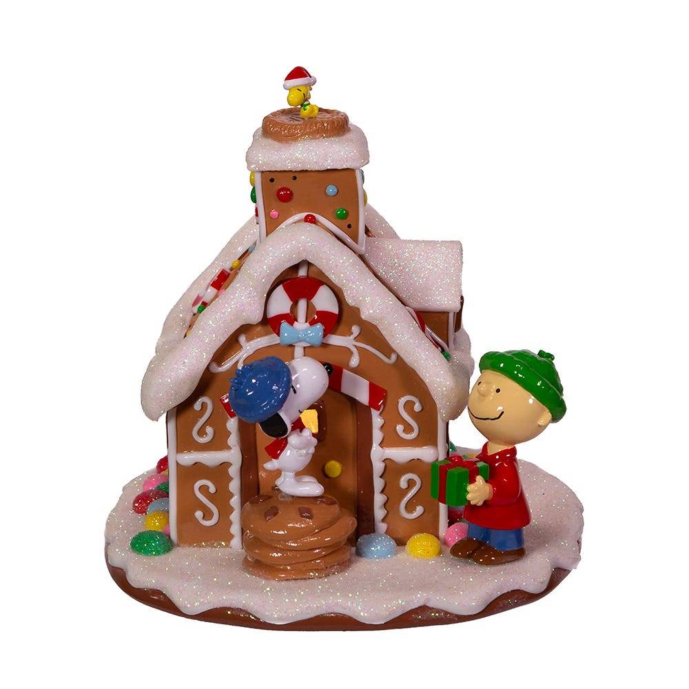 Kurt Adler Battery-Operated Peanuts LED Gingerbread House Table Piece