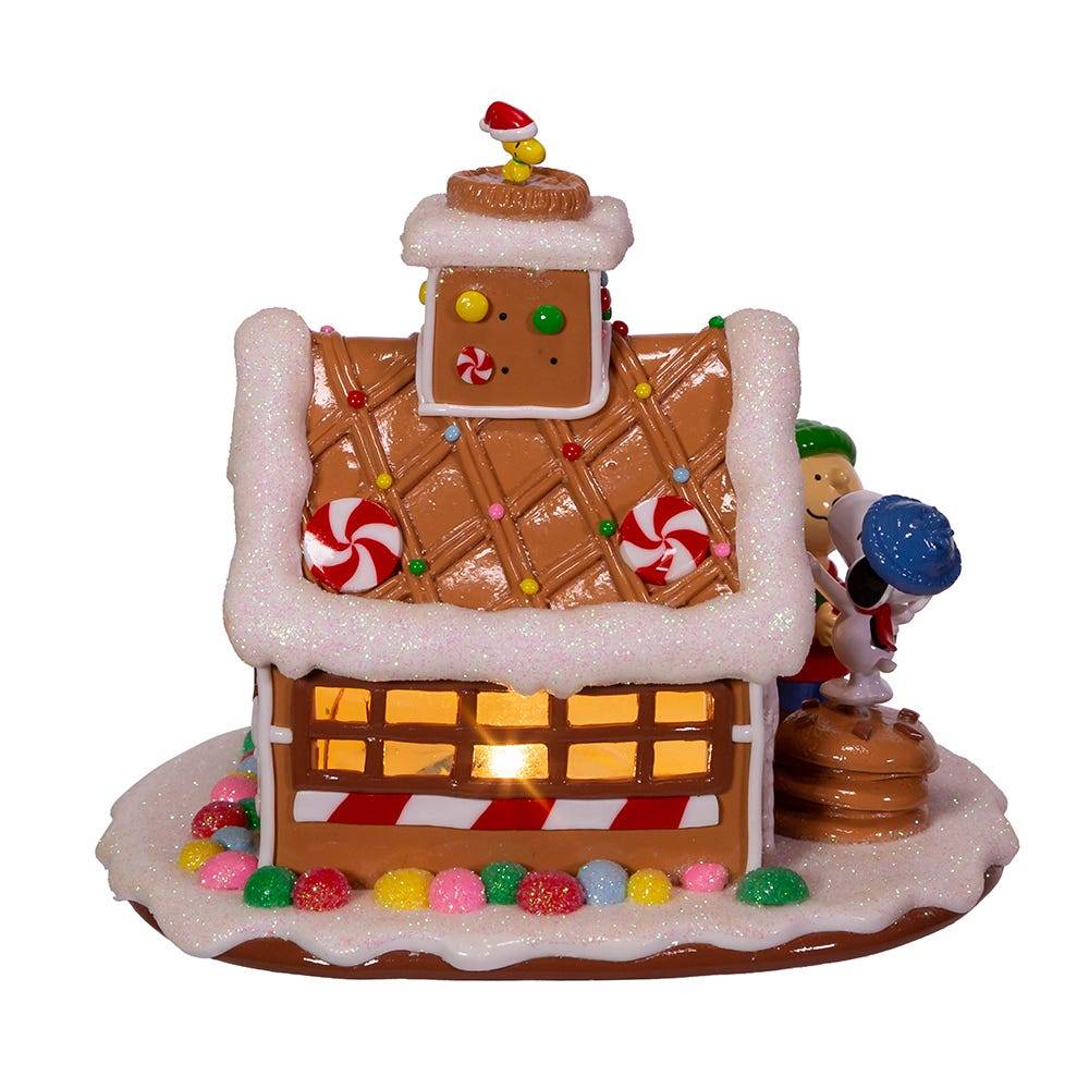 Kurt Adler Battery-Operated Peanuts LED Gingerbread House Table Piece