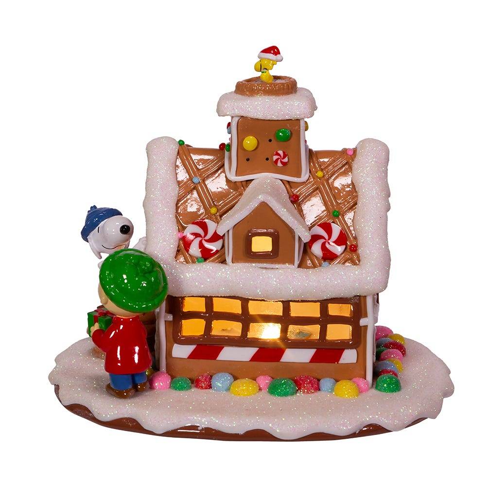 Kurt Adler Battery-Operated Peanuts LED Gingerbread House Table Piece