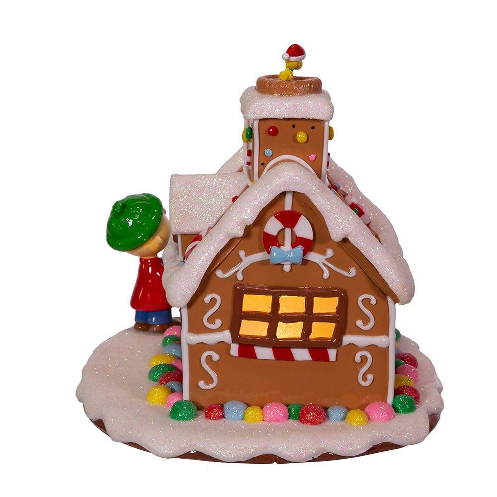 Kurt Adler Battery-Operated Peanuts LED Gingerbread House Table Piece