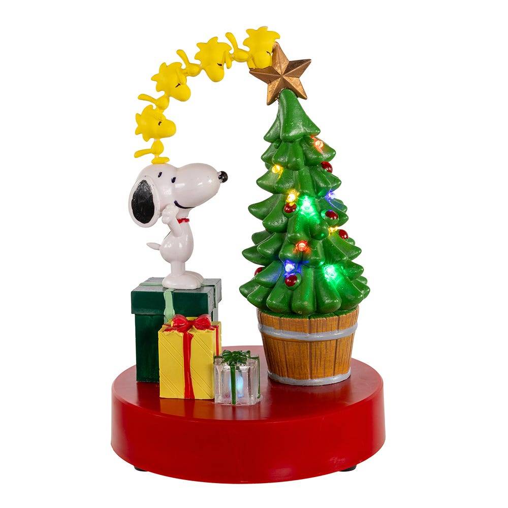 Kurt Adler Peanuts 7.7-Inch Battery-Operated Snoopy and Woodstock Light Up and Musical Tree Tablepiece