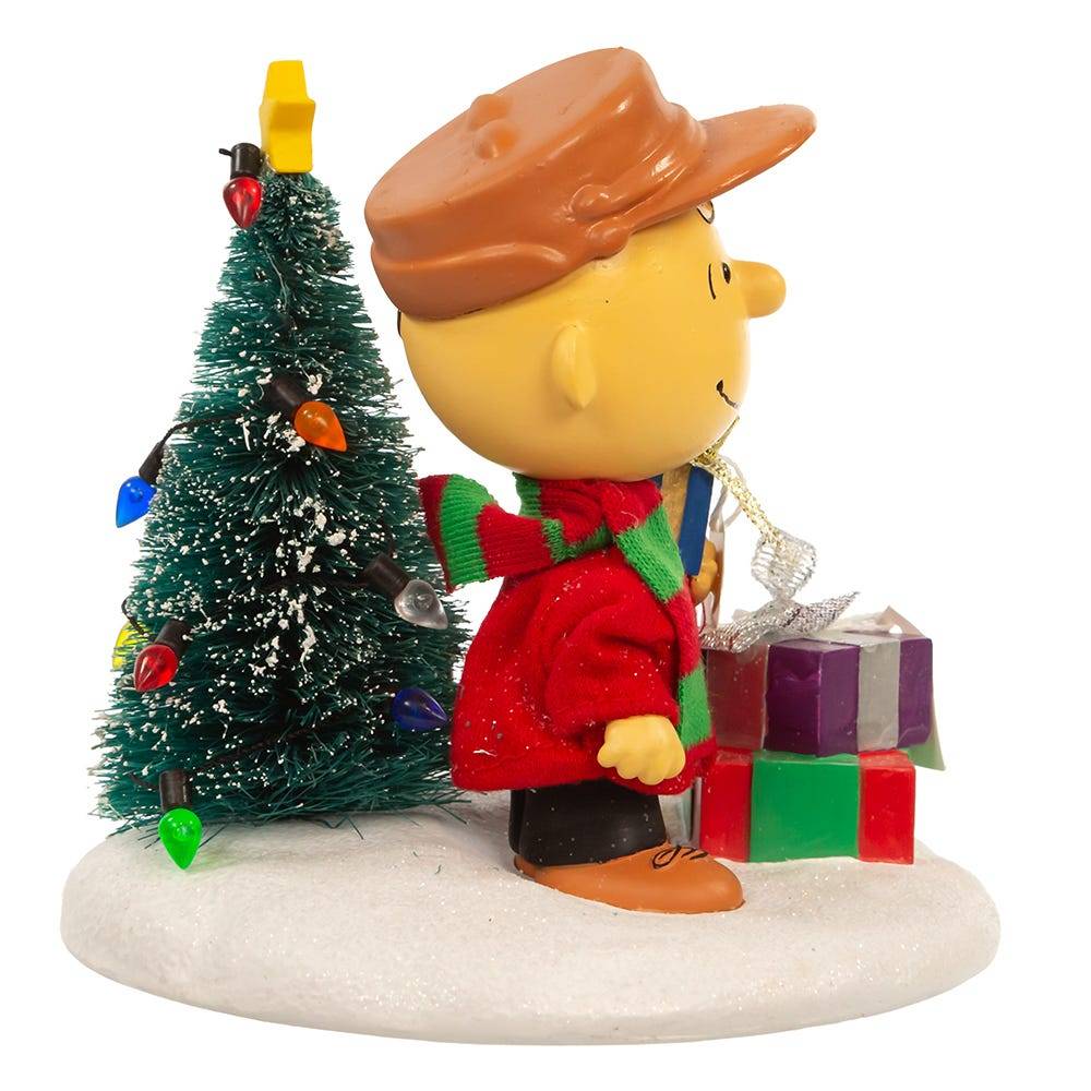 Kurt Adler 4.5-Inch Fabric Mache Peanuts© Charlie Brown With Tree Table Piece