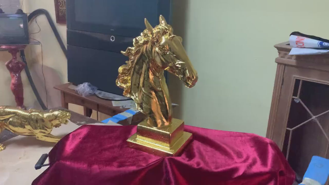 Golden Horse Head Sculpture