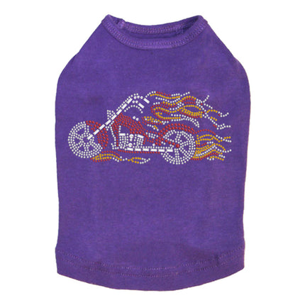 Motorcycle - Red with Flames - Dog Tank