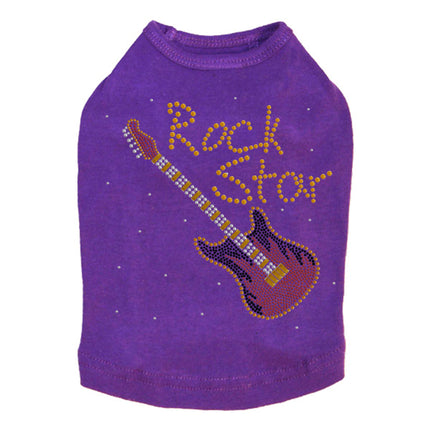 Rock Star with Red & Gold Guitar - Dog Tank