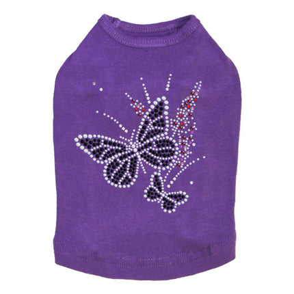 Black Butterfly with Flowers - Dog Tank