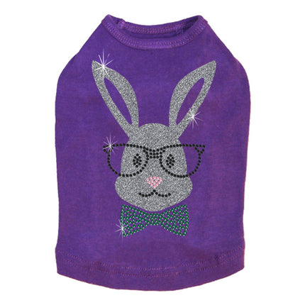 Bunny with Glasses and Bow Tie - Dog Tank