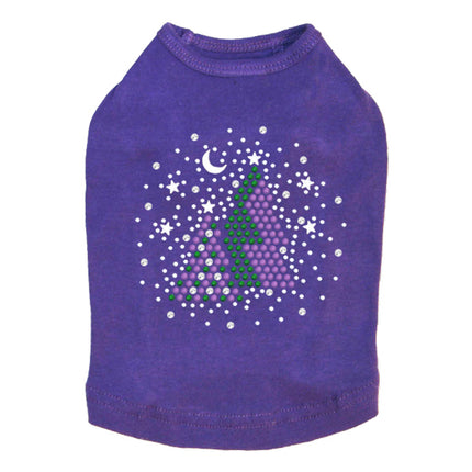 Purple & Green Christmas Trees with Snowflakes - Dog Tank