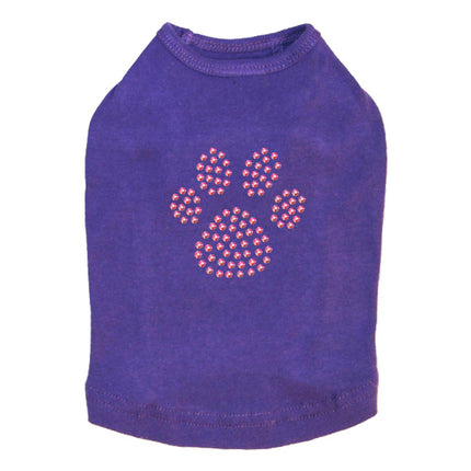 Paw (Pink Rhinestuds) - Dog Tank