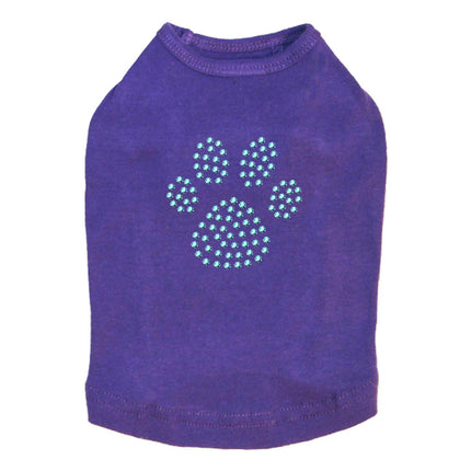 Paw (Blue Rhinestuds) - Dog Tank