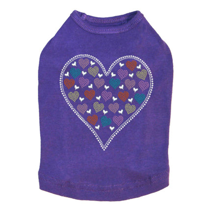 Heart with Multicolor Rhinestud Hearts - Dog Tank