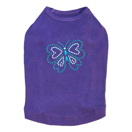 Blue Rhinestud Butterfly - Dog Tank