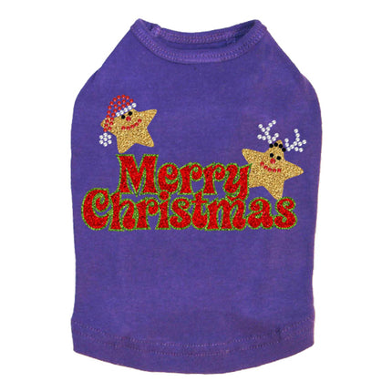 Merry Christmas Glitter Stars - Dog Tank