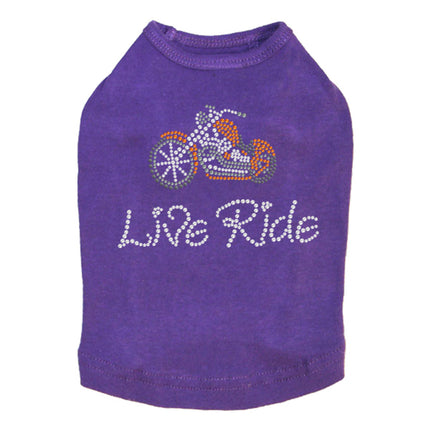 Live - Ride - Orange Motorcycle - Dog Tank