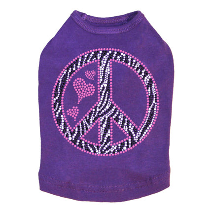 Peace Sign (Pink & Zebra Print) - Dog Tank