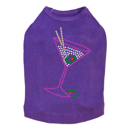 Martini - Fuchsia with Clear Rhinestones - Dog Tank