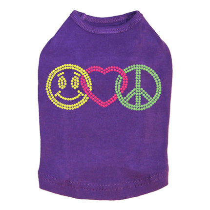 Smiley Face, Love, Peace - Dog Tank