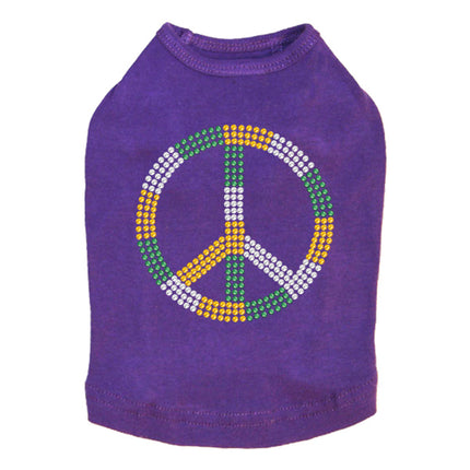 Peace Sign (Green, Gold, & Clear) - Dog Tank