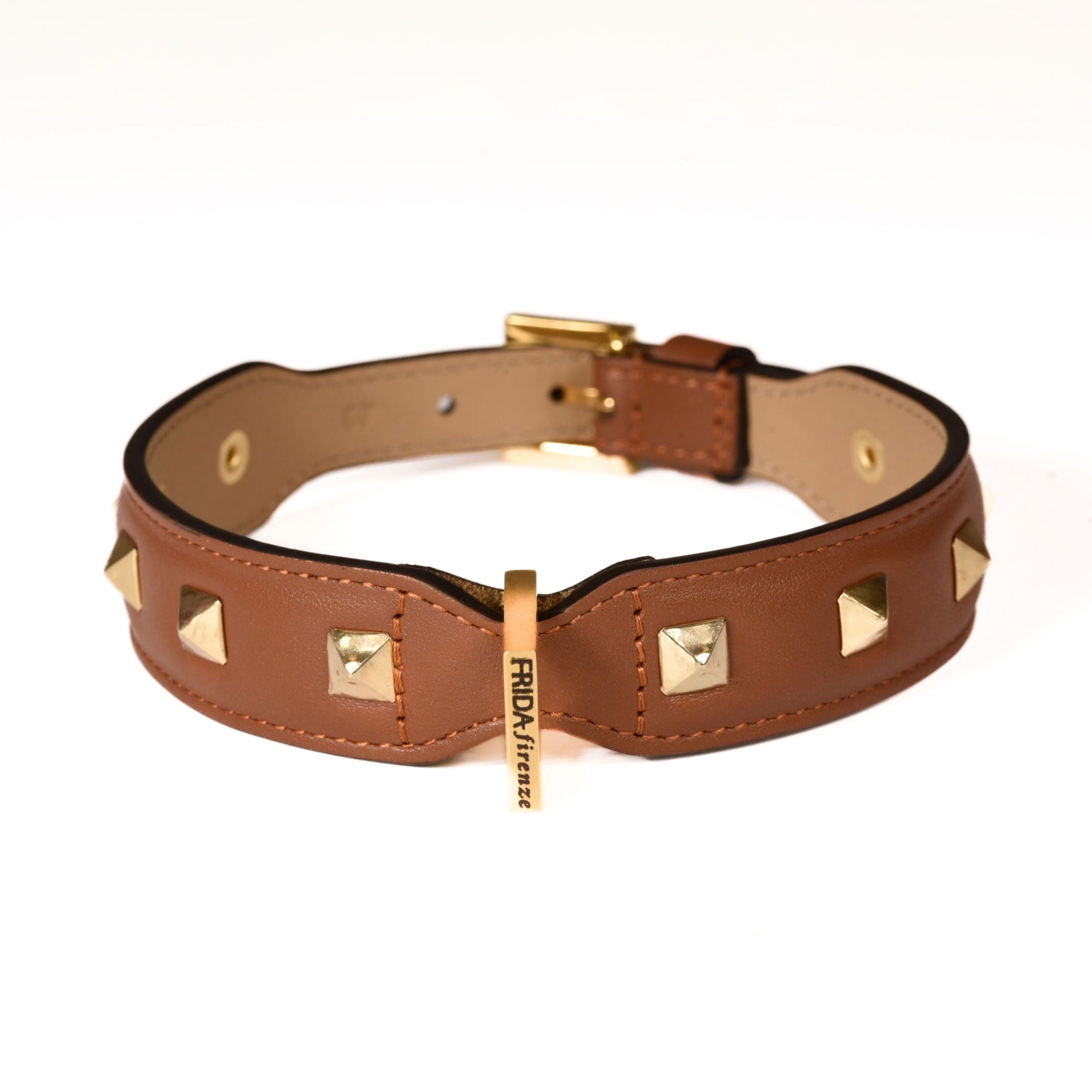 Pyramid Brown Leather Collar 50cm (19.68